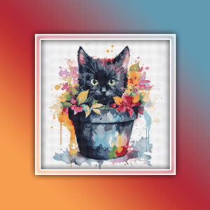 Black Cat in a Plant Pot 1
