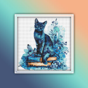 Black Cat Sitting on Books 2