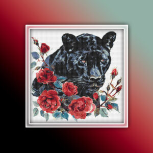 Black Panther with Red Roses 1