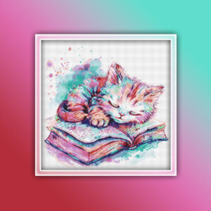 Cat Sleeping on a Book 1