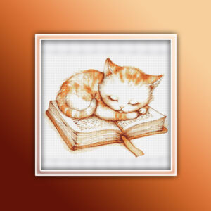 Cat Sleeping on a Book 2