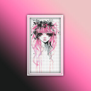 Gothic Girl with Pink Hair 1