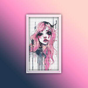 Gothic Girl with Pink Hair 2